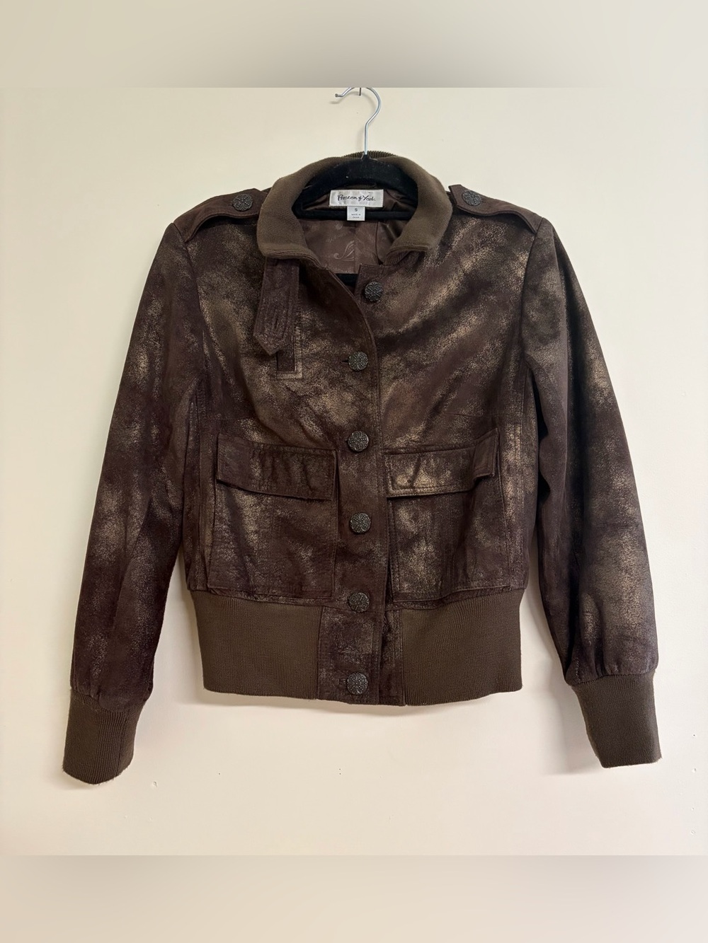 Preston & York Brown with Gold Shimmer Bomber Style Jacket